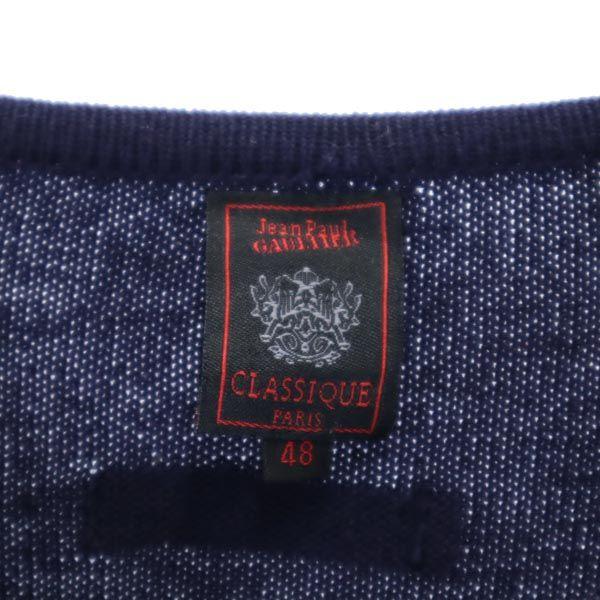 JEAN-PAUL GAULTIER Wolle Langarm Strick-Cardigan 48 Navy System Damen Gebraucht