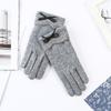 New Autumn and Winter Cashmere Gloves for Women's Outdoor Cycling with Bow  Thickened Fleece Cold Proof Touch Screen and Warmth