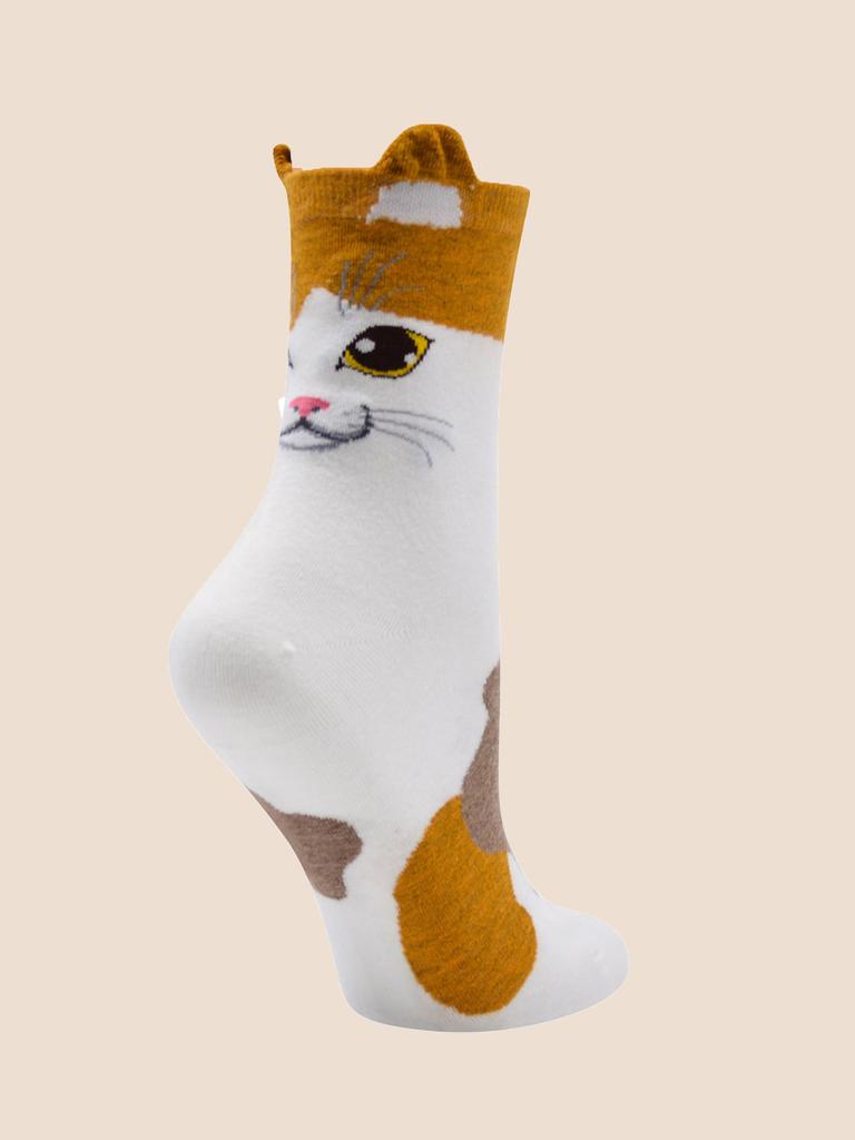 5 Pairs Of Three-Dimensional Cat Socks For Men And Women Fashionable And Fun Cat Ear Socks Pure Cotton Animal Ear Tube Socks