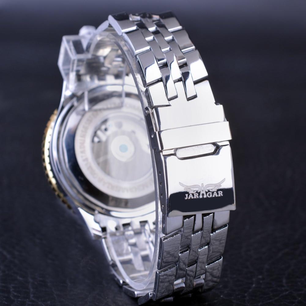 JARAGAR Flying Series Golden Bezel Scale Dial Design Stainless Steel Mens Watch Top Brand Luxury Automatic Mechanical Watch
