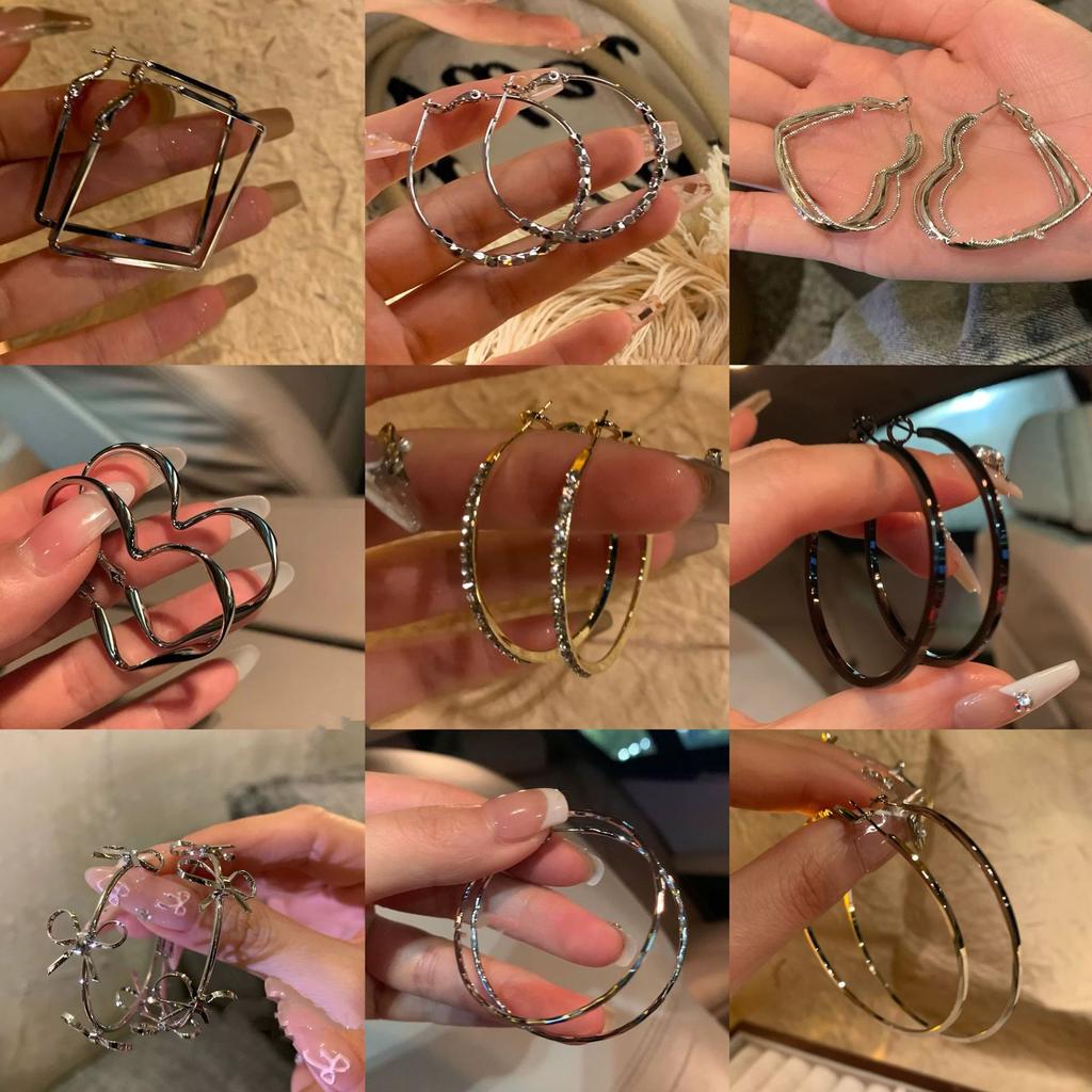 European and American plain ring earrings, stud earrings, cold wind, niche earrings, temperament earrings, light luxury