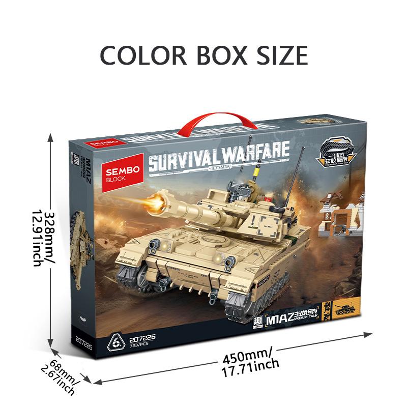 Non-Toxic Sembo Block Usa Military M1A2 Abrams Main Battle Tank Building Blocks Moc Ww2 Weapon Bricks Toys For Children Kids Halloween Gifts