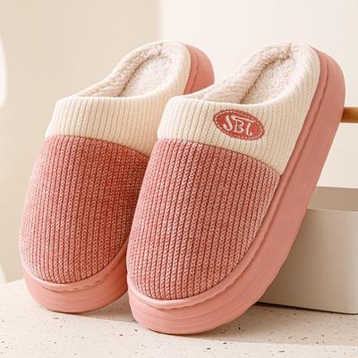 Pantofole di Cotone Lavorato a Maglia da Uomo e da Donna - Peluche, Antiscivolo, con Suola Spessa, Caldo Calzature Invernali da Interno.