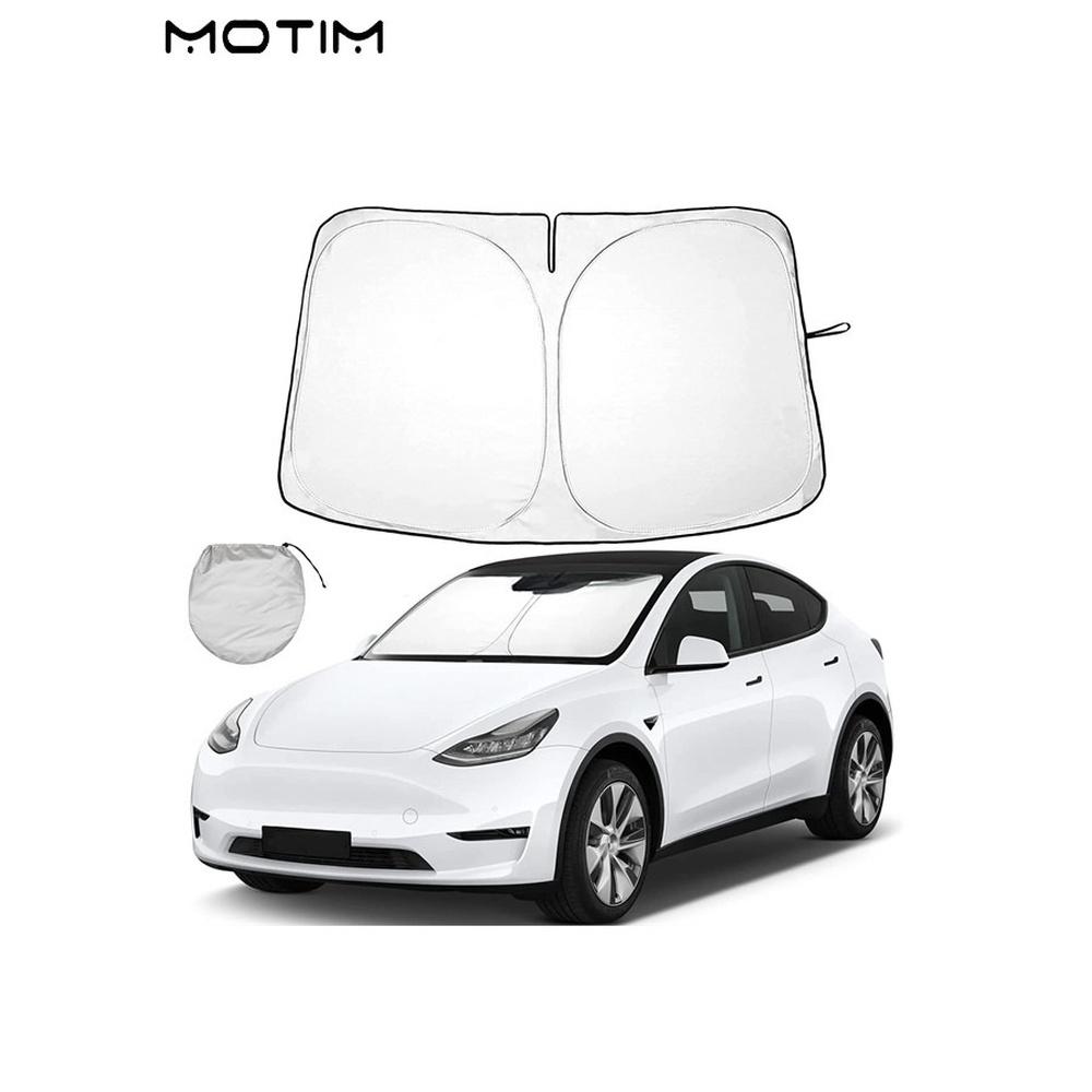 

Foldable Car Windshield Sunshade for Tesla Model Y/ 3/ S Folding Sun Visor Protector with Storage Pouch Heat Insulation Cover Heat Blocking Shades Sh