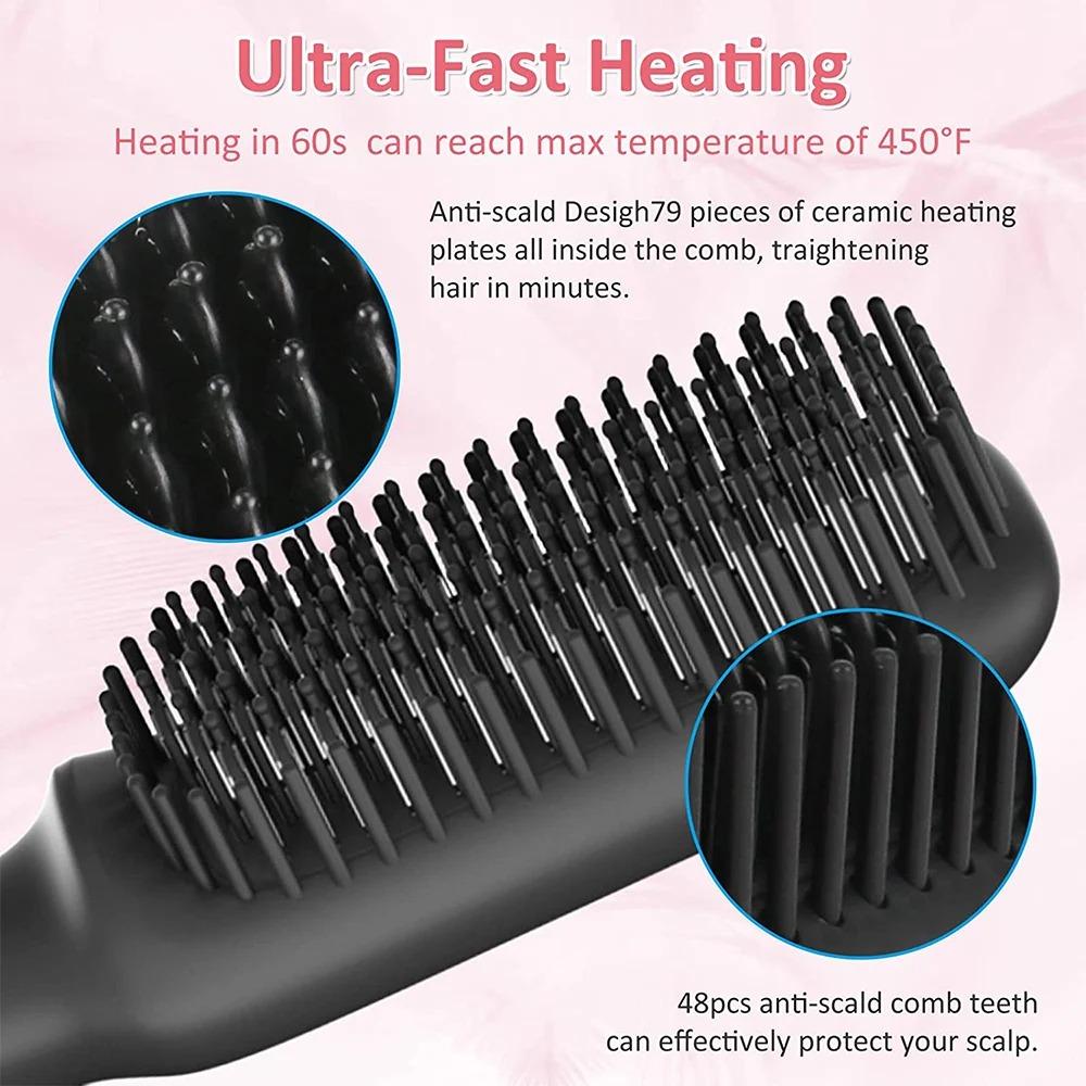 Hot Comb Hair Straightener Brush Comb Electric Hair Brushes Straightener Hair Anti-scalding Ceramic Beard Straightening Brush