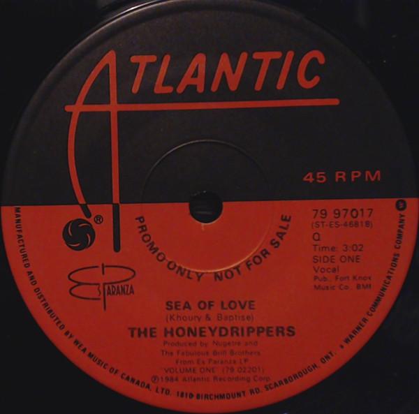 

7inch Record HONEYDRIPPERS Sea Of Love Rockin At Midnight 7997017PROMO Atlantic 1984 Canada Rock Used