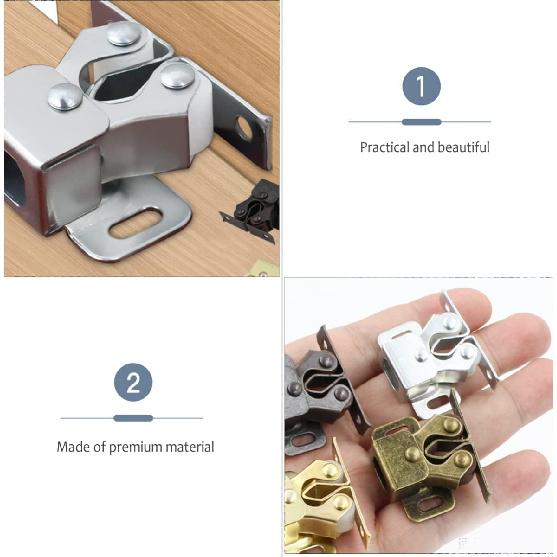 Angoily 12Pcs Cabinet Door Catch Stainless Steel Double Ball Roller Catch Latch Closet Ball Tension Latch Metal Door Accessories Replacement for Home
