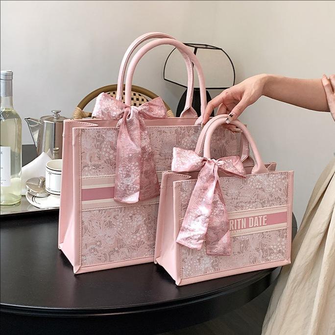 Wucifang Bags Women's Pink Large Capacity Portable Tote Bag Casual Versatile Shoulder Armpit Bag