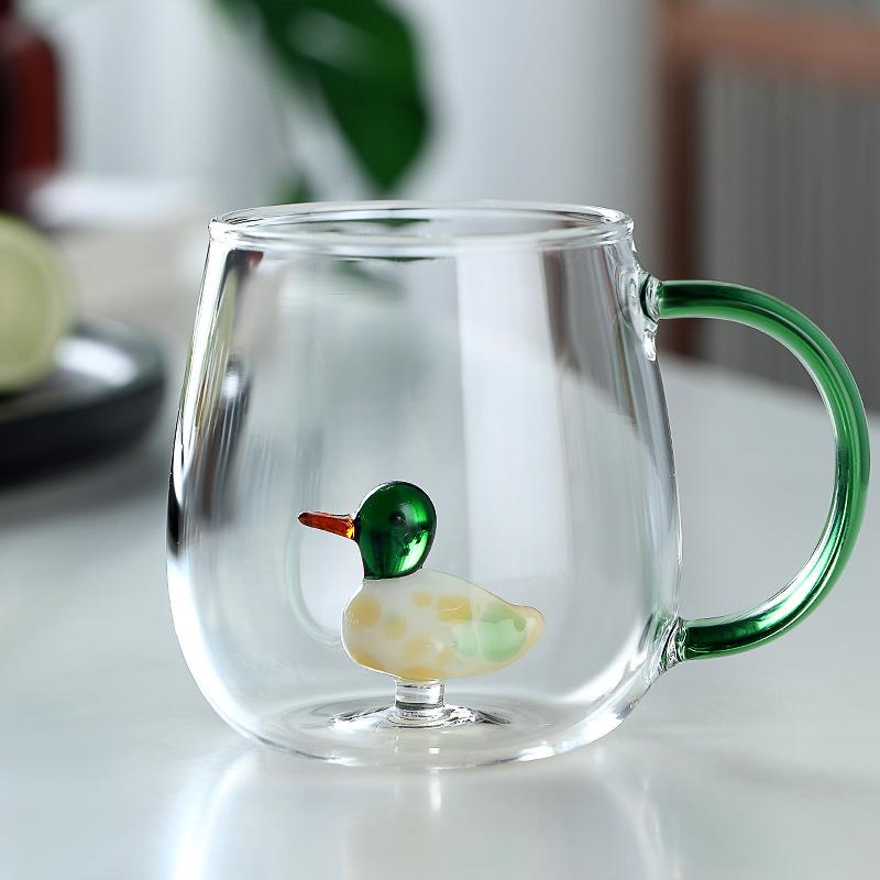 Christmas Tree Glass Wishing 3D Cartoon Animal Shape Cup Borosilicate Glass Single Layer Cup Living Room Guests Juice Cold Drink