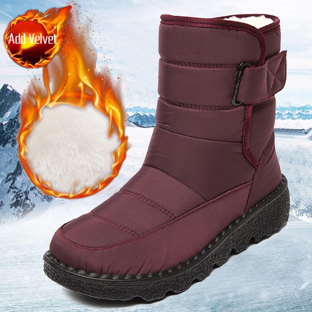 Modische Übergröße Warme Wasserdichte Schneestiefel für Damen Winter Plateau Stiefeletten Bequem und Elegant Lamm Trend 2025 Goth Damen Schuhe