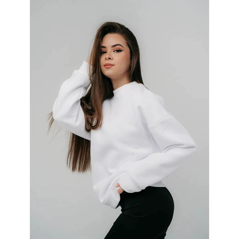 Fashion Loose Solid Color Hoodie Fashion Crew Neck Tops Loose Solid Color round Neck Top