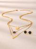 3 Piece Set for Women Gold-plated Stainless Steel V-shaped Shell Drop Oil Stack Wear Necklace Earrings Mother's Day Gift