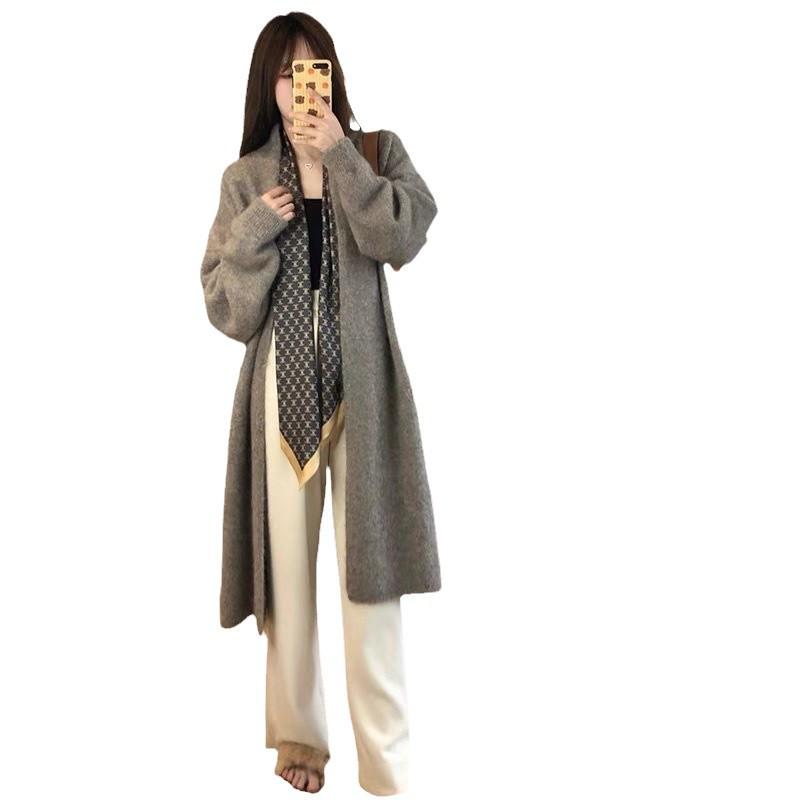 2026 Women's Autumn/Winter Korean-Style Loose Mid-Length Knit Cardigan