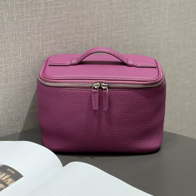 Large Capacity Leather Cosmetic Bag Portable Travel Makeup Case with Handle