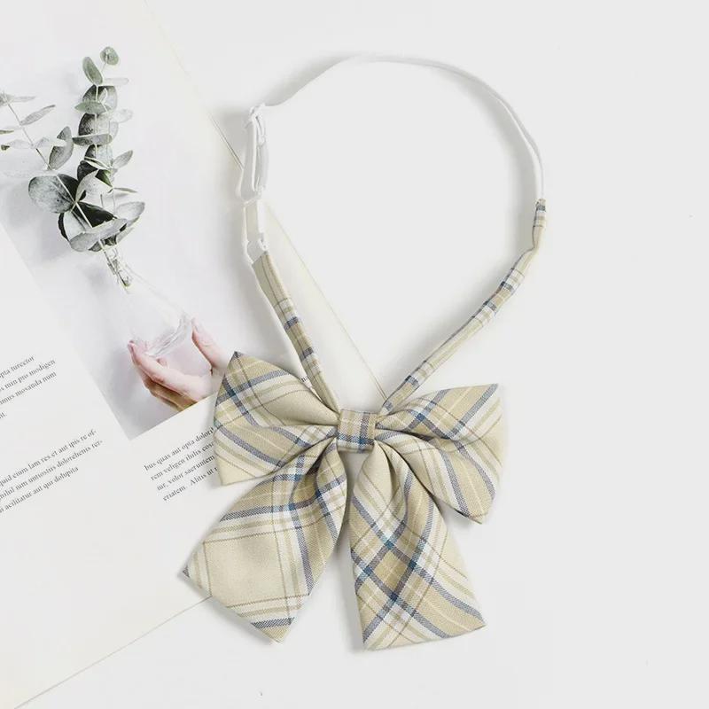 Hnědá retro kostkovaná kravata pro ženy a muže - japonský vysokoškolský styl motýlek