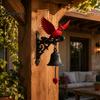 Vintage Style Doorbell Ornament Red Bird Garden Bell, Wall Mounted Outdoor Dinner Birthday Gift for Friends Yard Decor Porch Patio Entryway Farmhouse