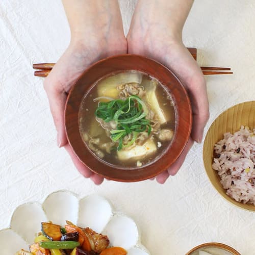 Stylish wooden bowl, suitable for soup or rice, suitable for children, 11cm wooden tableware (Yamato style)