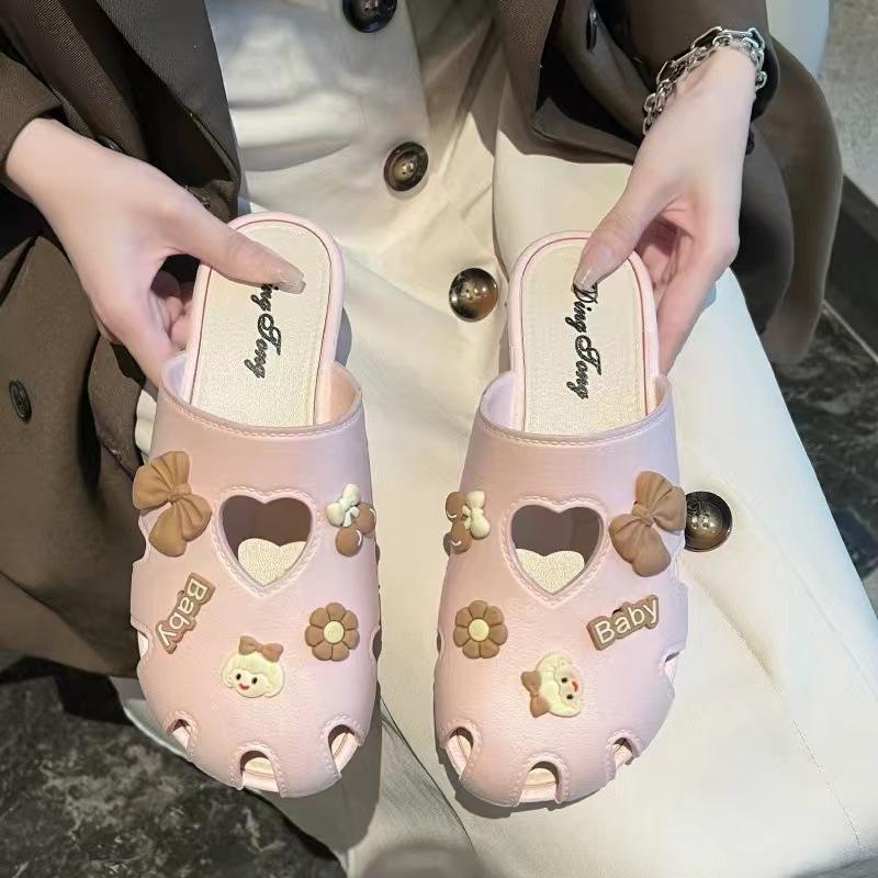 Women's summer flip flops Korean fashion home soft soled student cartoon half slippers