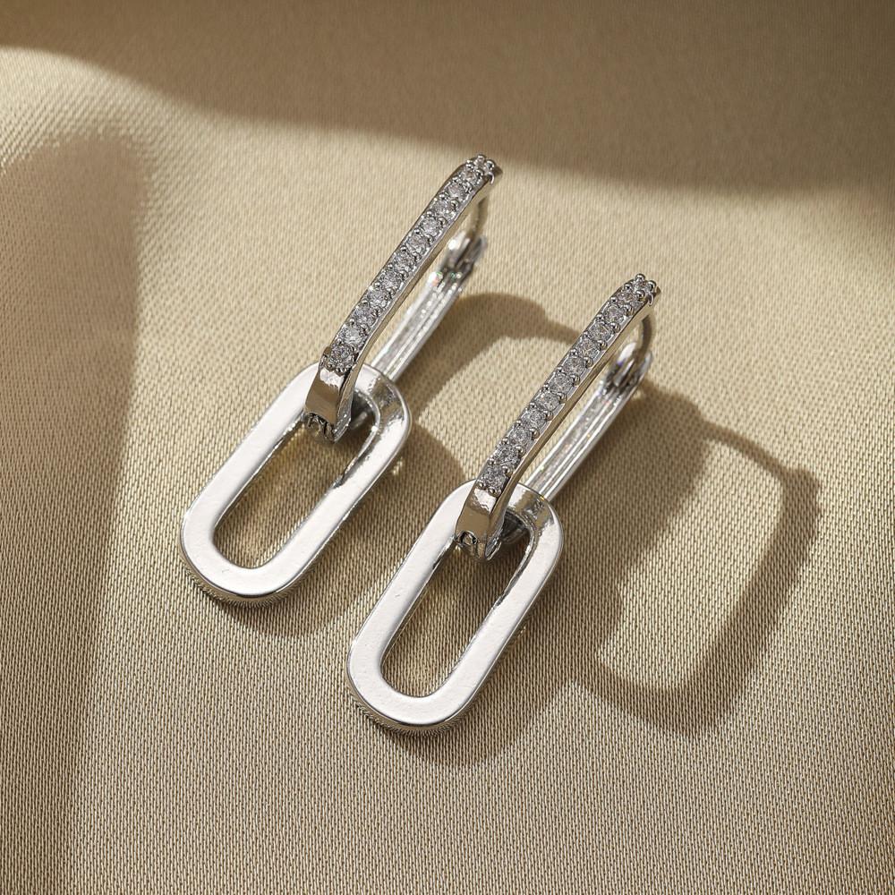 Chic Geometric Heart Design Heart-shaped Copper Earrings For Women In Gold And Silver