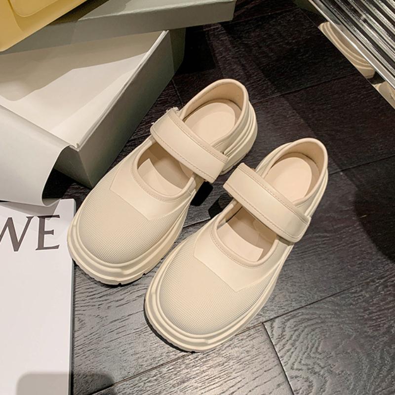 French Vintage Mary Janes Single Shoes 2023 Spring Summer New Small White Shoes Super Thick Soled Canvas Women's Sports Shoes