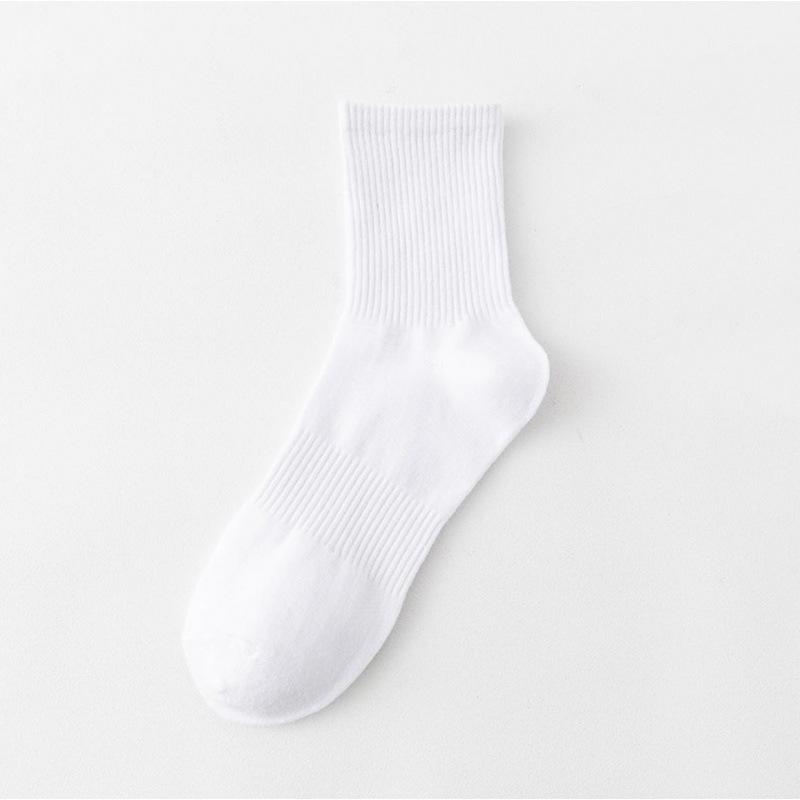 Unisex Mid-Calf White Socks - Versatile, All-Season, Sweat-Absorbing, Thin, Solid Color Ankle-Length