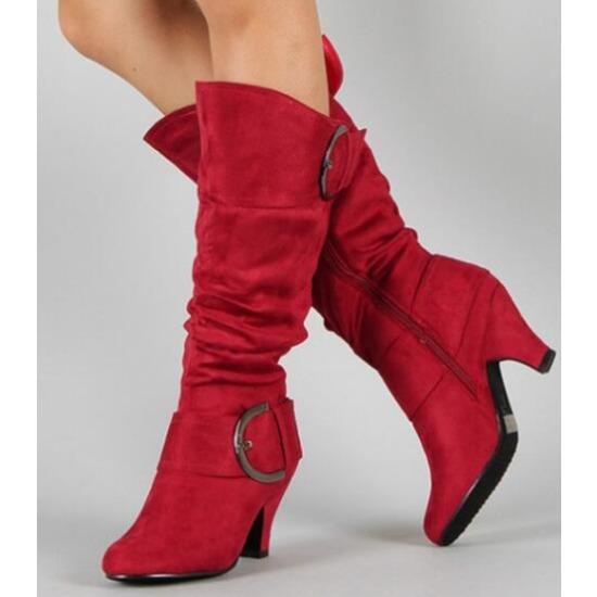 

Men Women Spring Autumn Boots European American Frosted Velvet High Leg Knight Belt Buckle Heel Design Suitable for Daily Wear and Various Occasions 38
