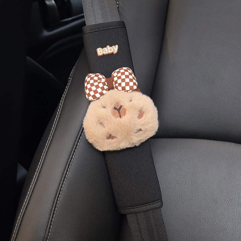 Four Season Universal Ice Silk Car Seatbelt Cover Cute Cartoon Capybara Safety Belt Harness Cushion Shoulder Pad for Car Truck