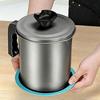 Bacon Grease Container with Filter And Lid 1.4/1.7/2.0L Carbon Steel Lard Jar for Cooking And Storage Easy-Grip Handle Rust Resistant Pot for Frying