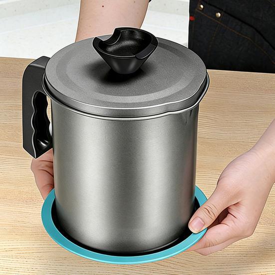 Bacon Grease Container with Filter And Lid 1.4/1.7/2.0L Carbon Steel Lard Jar for Cooking And Storage Easy-Grip Handle Rust Resistant Pot for Frying