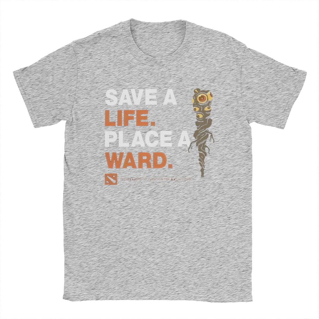 D-Dota 2 Art of Ward Men's T Shirts Game Peace of Ward Vintage Tee Shirt Short Sleeve Crew Neck T-Shirts Cotton Adult Clothes