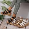 Fashion New Summer Fashion Wedge Sandals for Women Gold Silver Roman Style Peep Toe Platform Sandalias Mujer Thick Bottom Beach Shoes