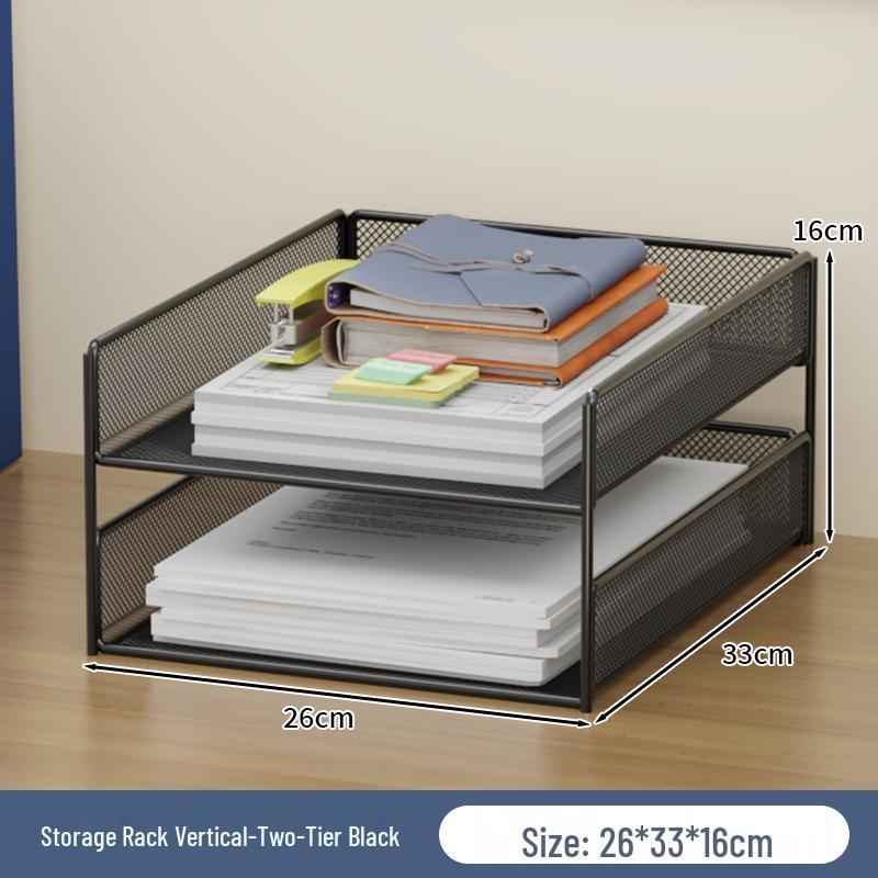 Multi-Layer Desktop File Organizer: A4 Rack & Storage Shelf for Office