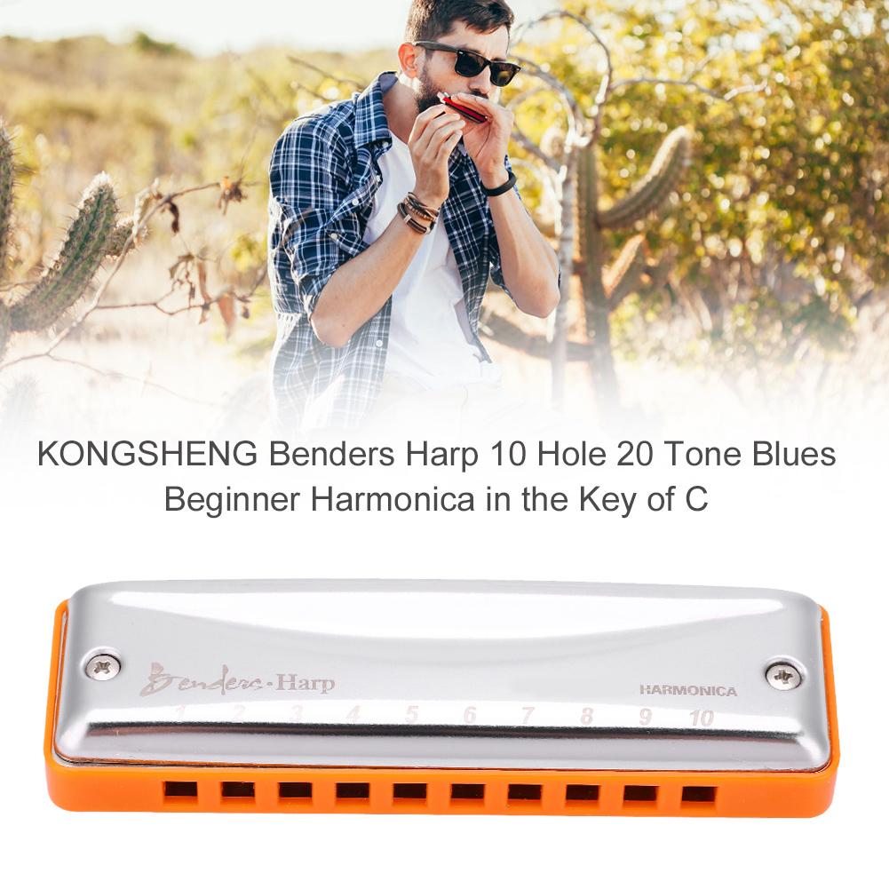 KONGSHENG Benders Harp 10 Hole 20 Tone Blues Beginner Harmonica In the Key of C