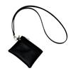 Women's 2024 Solid Color Double Zipper Coin Purse - Soft PU Leather Hanging Neck Wallet with Card and Coin Storage.