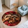 Two Yorkshire Terriers Pattern Round rug,Carpet Rug for Living Room Bedroom Sofa Playroom Decor,Non-slip Floor Mat,Holiday Gifts and Birthday Gifts