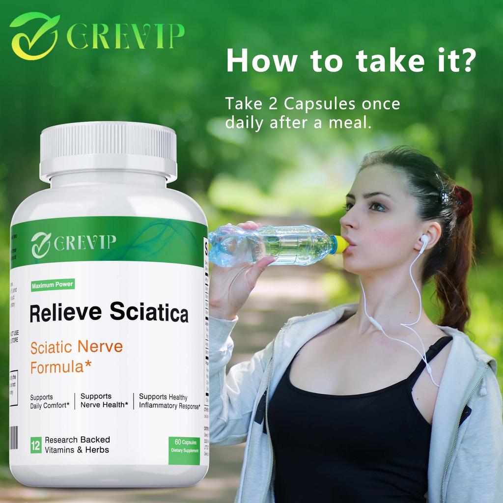 GREVIP Vitamin B Complex, containing alpha-lipoic acid extract, is suitable for adults and is designed to treat sciatic nerve discomfort.
