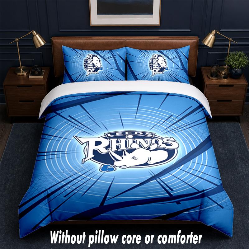 Leeds Rhinos Design Set Biancheria da Letto 1 Copripiumino + 2 Federe Morbido Traspirante Biancheria da Letto per la Casa