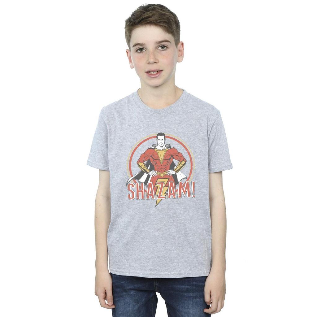 DC Comics Boys Shazam Retro Circle Distressed T-Shirt