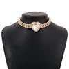 Fashion Bling Rhinestone Rose Heart Pendant Choker Necklace for Women Crystal Wedding Party Statement Jewelry