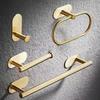 304 Stainless Steel Punch-Free Bathroom Set: Towel Rack, Tissue Holder, Robe & Hat Hook (4 Pieces)