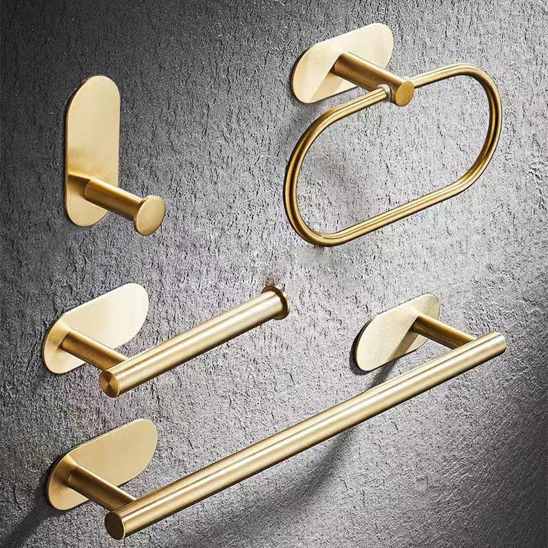 304 Stainless Steel Punch-Free Bathroom Set: Towel Rack, Tissue Holder, Robe & Hat Hook (4 Pieces)