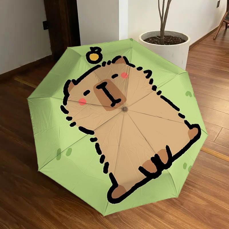 

1pc Cute Capybara Automatic Folding Umbrella, Portable Collapsible Design, 8-Rib Iron Frame, Outdoor Accessory yy250905121