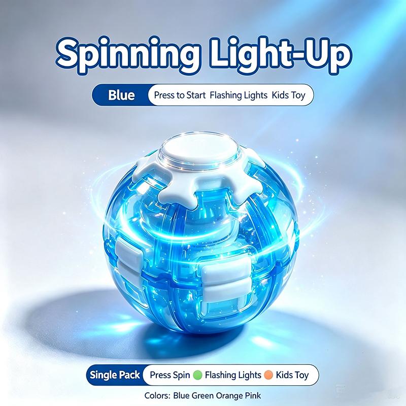 Led Magic Press To Spin Stress Relief Fidget Balls Autism Adhd Focus Quiet Cool Gadgets Unique Gifts For Kids & Adults