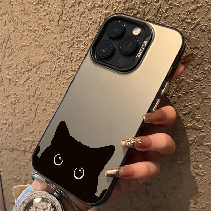 Cute Black Cat Pattern Electroplate IMD Phone Case For  Mi 14 13 12 13T 14T Pro 11 Lite 5G Poco F6 X5 X6 M6 Pro 4G Cover
