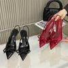 Eilyken Spring Street Style Patent Leather Slingbacks Woman Pumps Sexy Pointed Toe Thin High Heels Wedding Party Female Shoes
