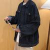 Men Denim Coat Lapel Long Sleeve Flap Pockets Single Breasted Jacket with Flap Pockets Solid Color Loose Fit Denim Outerwear