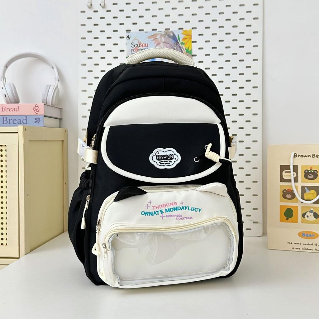 School bag high value ins fresh and cute, junior high school students contrast colors, casual, lightweight and large capacity