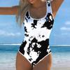 Costume da bagno intero estivo sexy con stampa a fantasia vintage, vestibilità aderente, scollo posteriore a U profondo, costume da bagno alla moda accattivante per spiaggia, piscina, vacanze