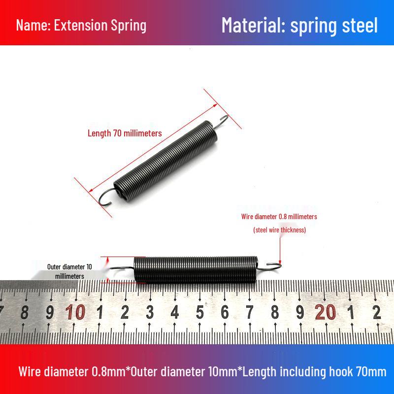 0.8mm Yellow Extension Spring with Hooks - Stapler Rebound Force 