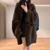 Korean Style Lazy Knit Sweater Cardigan Women's Outerwear Long Sleeve Thick Fall Winter Coat